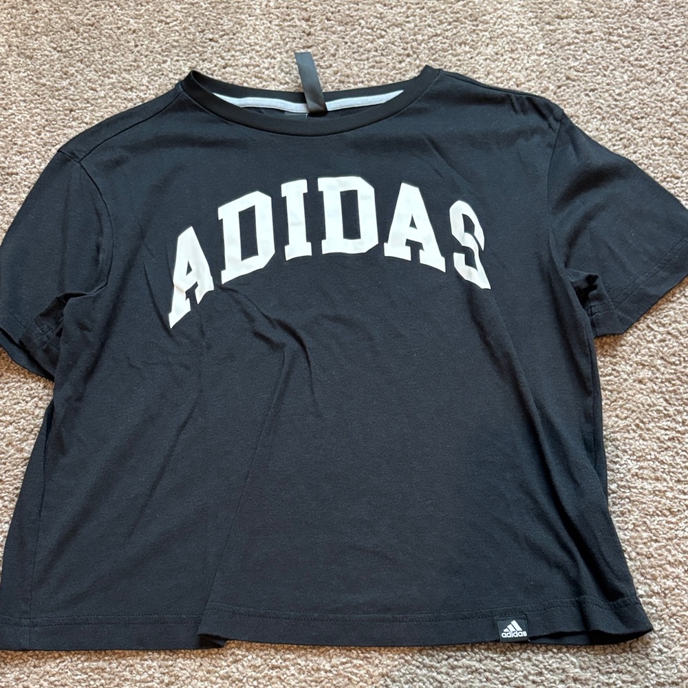 Adidas Black Tee with White Logo